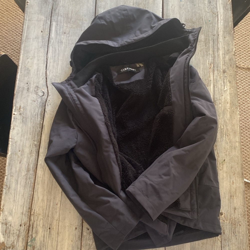 Men’s Calvin Klein, winter jacket, nylon outside fleece inside size XL🎿🚡⛷️🏂